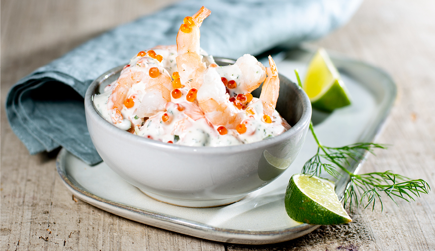 Garnelen in Limetten-Kräutercreme Garnelen in Limetten-Kräutercreme aus unserer Feinkostküche