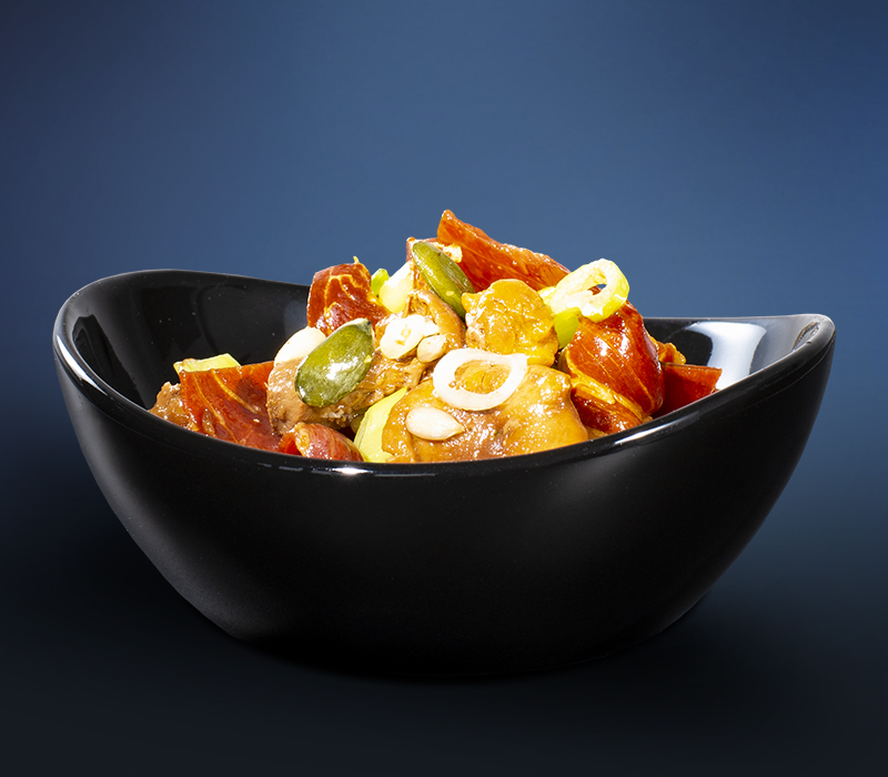 Pfifferling-Serranoschinken-Salat im Fingerfoodschälchen