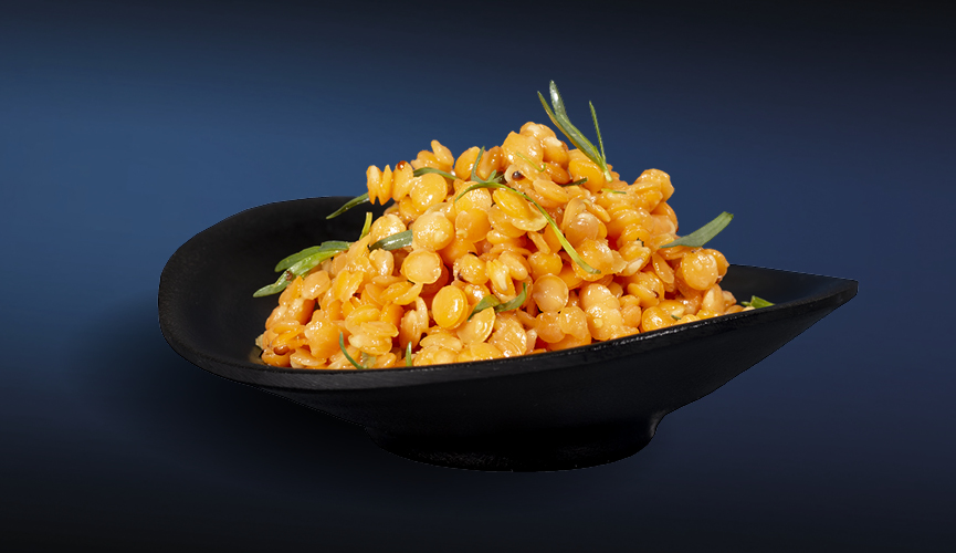 Linsen in Estragon-Senf-Dressing